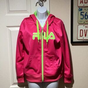 Fila Pink/Lime Green Hoodie - Size M